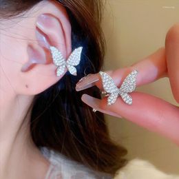 Backs Earrings Huitan Chic Butterfly Clip Fashion Lady Stylish Accessories With Brilliant Cubic Zirconia Female Daily Wearable Jewellery