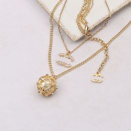 Designer Letter Pendant Necklaces Chain Gold Plated Ball Pearl Crysatl Rhinestone Double Necklace for Women Wedding Christm Party Jewerlry Accessories