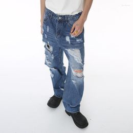 Men's Jeans SYUHGFA High Street Worn Out Summer Trend Streetwear Korean Style Loose Straight Hip Hop Male Wide Leg Denim Pant