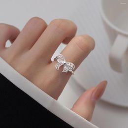 Cluster Rings VENTFILLE 925 Sterling Silve Lace Bow Tie Hollow Out Ring For Women Girl Gift Retro Adjustable Sweet Lovely Jewelry Drop