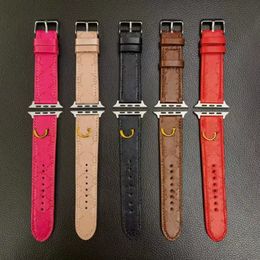 Luxury Apple Watch band Watch Strap for apple watch series 8 2 3 4 5 6 7 38MM 42MM 44mm 45MM 49mm iwatch Bands Triangle G Leather Armband Watchbands Bracelet Smart Straps