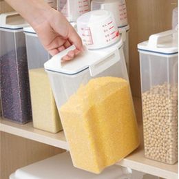 Storage Bottles With Lids Rice Bin Cereal Containers Dispenser Measuring Cup
