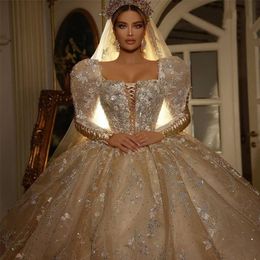 Saudi Arabia Ball Gown Wedding Dresses Lace Up Retro Bridal Gowns Sequin Cap Sleeve Muslim vestido de novia302P