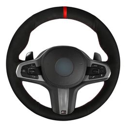 Car Steering Wheel Cover Hand-stitched Soft Black Suede For BMW M Sport G30 G31 G32 G20 G21 G14 G15 G16 X3 G01 X4 G02 X5 G05295K