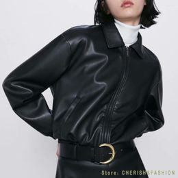 Women's Leather Fashion Women Spring Autumn Pu Jacket Casual Slim Soft Moto Biker Faux Female Coat Basic Streetwear