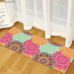 Carpets Mandala Print Rugs Kitchen Carpet Mats Boho Entrance Door Mat Decor Non-slip Flannel Anti-Slip Outdoor Rugs Hallway Home Decor R230731