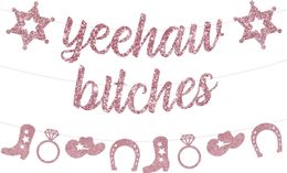Banner Flags Cheereveal Yeehaw Cowgirl Bachelorette Party Decoration Yeehaw Banner Rose Gold Western Garland Nashville Bridal Shower Supplies 230731