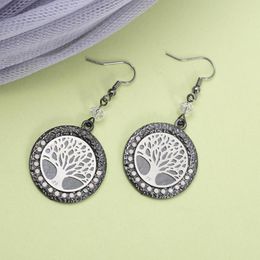 Dangle Earrings Fashion Round Vintage Zinc Alloy Tree Of Life For Women Personality Two Colours Plating Vacation Style Girls Jewellery