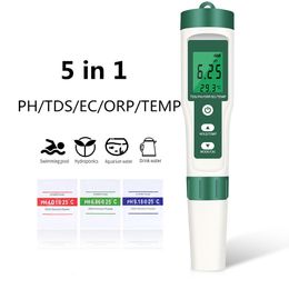 PH Metres 5 in 1 Digital PH Metre TDS/EC/ORP/Temperature Metre Portable Water Quality Monitor Tester for Pools Drinking Water Aquariums 230731