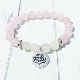 MG0385 Natural A Grand Moonstone Bracelet Fashion Women's Rose Quartz Bracelet Heart Chakra Energy New Beginnings Jewelry1710