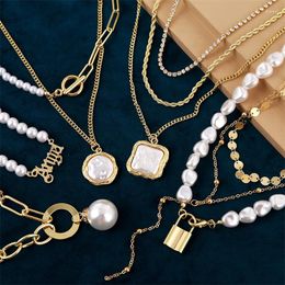 Choker Trendy Jewelry Fashion Luxury Bohemian Multiple Irregular Imitation Pearl Necklaces Design For Women Girl Charm Accessories Gift