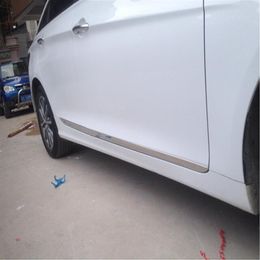 High quality stainless steel car Side door body decoration bar strip scuff protection sticker for Hyundai Sonata YF 2011 -2014281m
