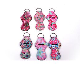 fast Shipping hot selling monogrammed solid Colour neoprene keychain holder chapstick holder lipstick Factory wholesaleZZ