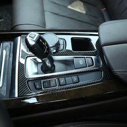 Carbon Fibre Colour Centre Console Gear Shift Panel Decoration Cover Trim Car Styling For BMW X5 F15 X6 F16 2014-2018 LHD3229