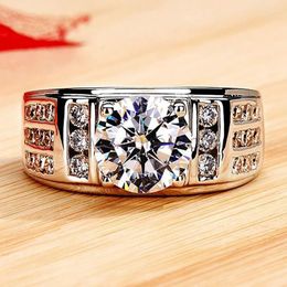 Cluster Rings Men's Trendy Statement Jewellery Gifts With Fine Zircon And Copper Platinum Colour 10mm Wide Perfect For Men