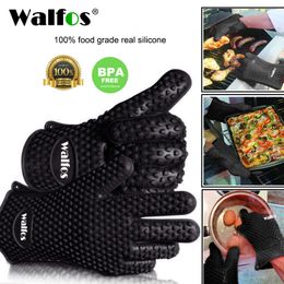 Oven Mitts Walfos Silicone Kitchen Glove Heat Resistant Thick Cooking BBQ Grill Gadgets Accessories 230731