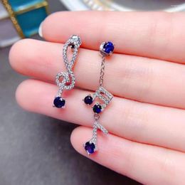 Stud Earrings Fashion Natural Sapphire Style Musical Note S925 Sterling Silver Fine Charm Girl Jewellery MeiBaPJ