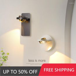 Wall Lamps Modern Bedside Spotlight Bedroom Background Corridor Lamp Restaurant Kitchen Study Light Led Sconce Lighting Rotatable