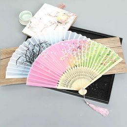 Chinese Style Products Portable Folding Fan Chinese Bamboo Pink Home Decor Decorative Dance Fan Arts and Crafts Supplies Vintage Hand Fan