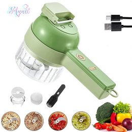 Fruit Vegetable Tools Multifunction Food Chopper Slicer Electric Cutter Masher Wireless Garlic Crusher Rechargeable Grinder with Clean Brush 230731