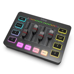 Headphones Earphones FIFINE Gaming Audio Mixer Streaming 4 Channel RGB with XLR Microphone Interface for Game Voice Podcast AmpliGame SC3 230731