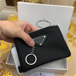 Luxury Designer key chain Nylon Canvas pouch Men Women Mini Wallets Keychains Black Zip pocket purse Lover Keychains Card holders 2252