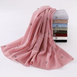 High Quality Solid Color Chiffon Long Scarf Hijabs Muslim Womens Headsacarf Fashion Party Turban Shawls Headwear