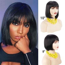 Bob Lace Front Human Hair Wigs With Baby Hair Pre Plucked Brazilian Remy Hair Full End Straight Short Bob Wig For Black Women297L