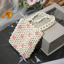 Duffel Bags Fashion Pearl Hollow Out Beaded Handbag Women's DIY Cute Korean Messenger Weaving Bag Beads Dinner Party Jewellery Accessories