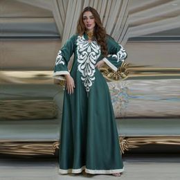 Ethnic Clothing Ramadan Eid Djellaba Muslim Dress Dubai Fashion Embroidery Elements Robe Pour Femme Musulmane Live Model