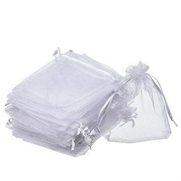 100 PCS lot WHITE Organza Favour Bags Wedding Jewellery Packaging Pouches Nice Gift Bags FACTORY241Y