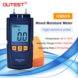 Moisture Meters Digital LCD Display Wood Moisture Meter Humidity Tester Timber Damp Detector portable wood moisture meter GM605 230731