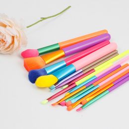 Colourful 15pcs Makeup Brushes High Quality Cosmetic Brush Foundation Powder Eyeshadow Blending Brush Colourful Makeup Tool