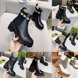 Tasarımcı Çöl Botları Kadın Yüksek Topuk Ayak Bileği Botları Elmas Gerçek Deri Önyükleme Baskı Jacquard Platformu Tıknaz Boot kaymaz Kış Ayakkabıları