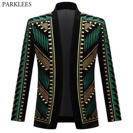 Men's Suits Blazers Luxury African Embroidery Cardigan Blazer Jacket Men Shawl Lapel Slim Fit Striped Suit Jacktes Male Party Prom Wedding Costumes 230729