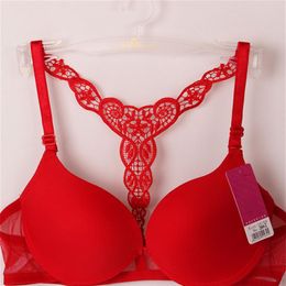 Lady Womens Sexy Front Closure Lace Racer Back Push Up Seamless Bra Racerback Bra217w