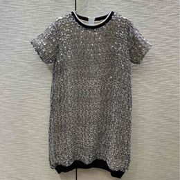 23 Summer Women Designer Dress Dazzling Net Embroidery Tee Shirts Dresses Girls Milan Runway Jersey Tank Top A-line Crochet Knit Mini Dress High End Designer Shirts