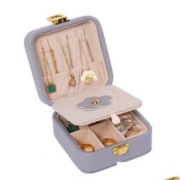 Jewelry Boxes Box Double Layer Travel Organizer Pu Leather Portable Display Cases With Mirror Necklace Earring Rings Storage Holder Dr Otlij