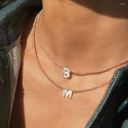 Choker Yoiumit Fashion 26 Letter Shell Necklaces For Women Shining Crystal Bead Clavicle Chian Female Pendant Necklace Colla