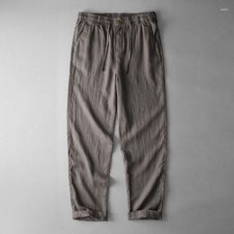 Men's Pants Japan Style Mens Linen Drawstring Loose Yoga Pant With Pockets Summer Breathable Beach Trousers