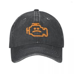 Ball Caps Check Engine Light Unisex Style Baseball Motor Distressed Denim Hat Vintage Outdoor Summer Adjustable Fit Snapback