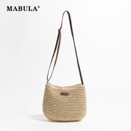 Evening Bags MABULA Casual Eco Friendly Straw Shoulder Bags Small Phone Purses Women Tote Handbags Female Solid Woven Summer Crossbody Bag 230729