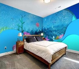 Wallpapers Decorative Wallpaper Blue Sea World Background Wall Painting