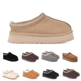 Stivali firmati Pantofole Ciabatte in pelliccia di castagno Pelle di montone Shearling Tazz Mules Donna Uomo Stivali con plateau ultra mini Scarpe slip-on Tomaia in pelle scamosciata Comfort Sneakers autunno inverno