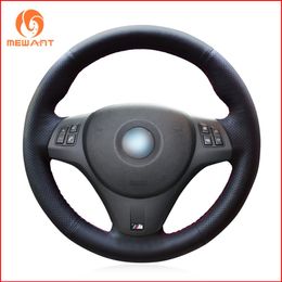 MEWANT Black Artificial Leather Car Steering Wheel Cover for BMW M Sport M3 E90 E91 E92 E93 E87 E81 E82 E88 X1 E84 Accessories262U