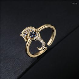 Cluster Rings Full Cubic Zircon Seahorse Charm Ring 2023 Fashion Gold Color CZ Women Wedding Engagement Jewelry Gift