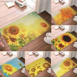 Carpets Sunflower Patterns Printed Entrance Doormat Welcome Mat Carpets for Bathroom Bedroom Living Room Anti-slip Bedroom Rug Tapis R230731