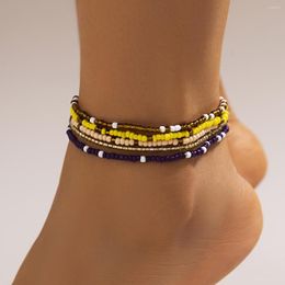 Anklets Boho Small Seed Beads Bracelets Set On The Leg Women 5 Layered Separable Foot Chains 2023 Fashion Ankle Bracelet Jewellery