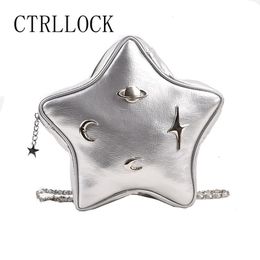 School Bags CTRLLOCK Y2k Retro Sweet Silver Pentagram Bag Women Cute Backpack Fashion Pu Shoulder Schoolbag 230729