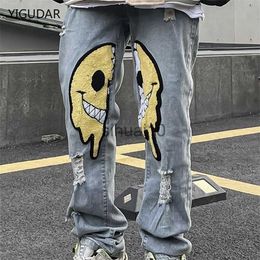 Men's Jeans Irregular Ripped Hole Jeans Denim Pant Woman Man Straight Patchwork Baggy boyfriend y2k Punk Kpop Harajuku Streetwear Hip Hop J230728